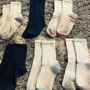 Lot of 12 Multicolored Socks (6 Pairs) Girls Size 5 - 6 1/2
